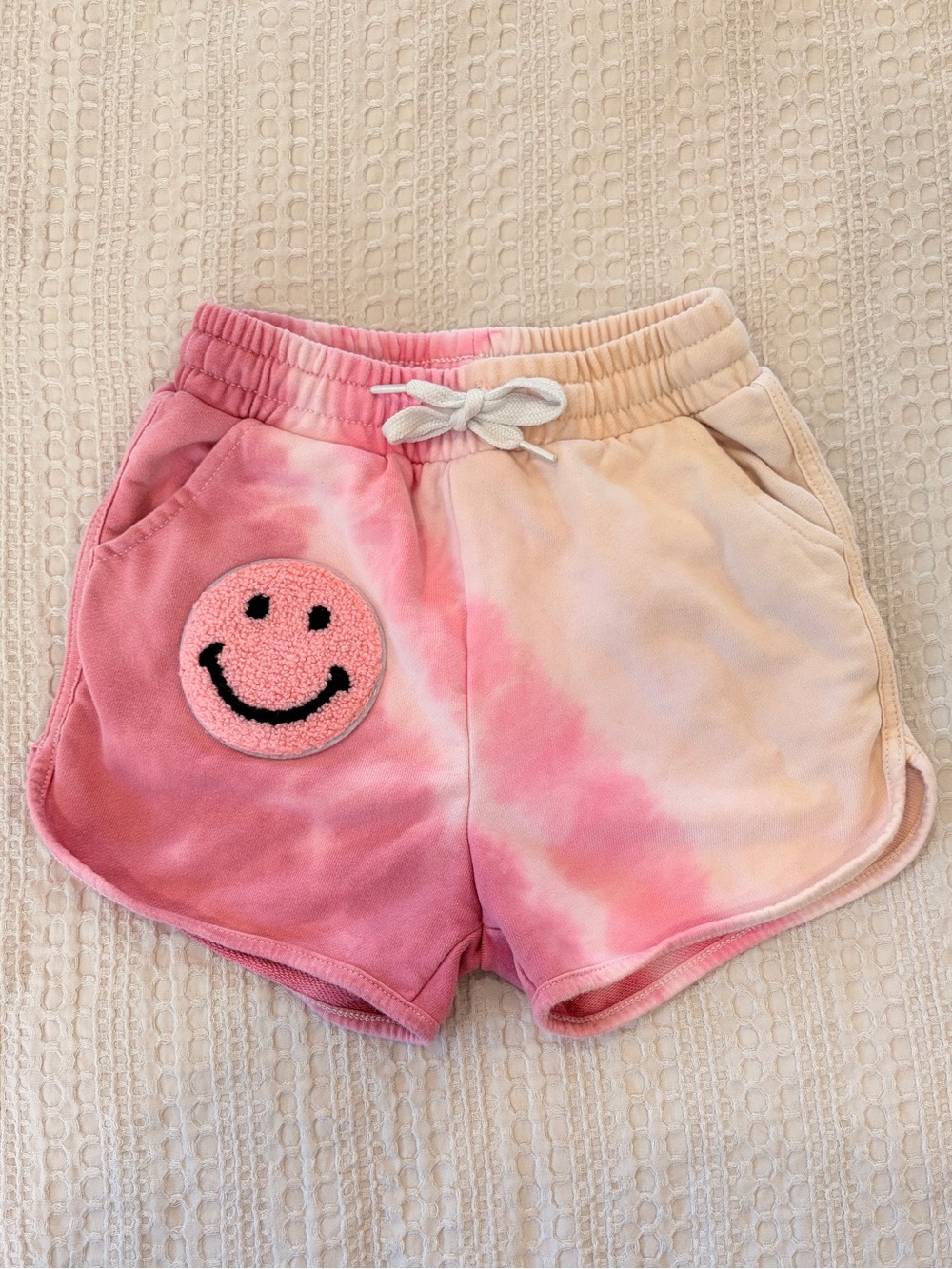 Girls Tie Dye Smiley Shorts Drawstring Waist Kapital K Pink Size 6